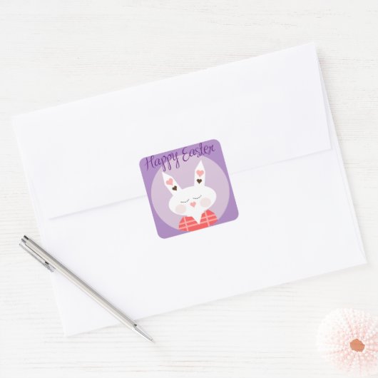 Happy Easter Bunny Square Sticker (Envelop)