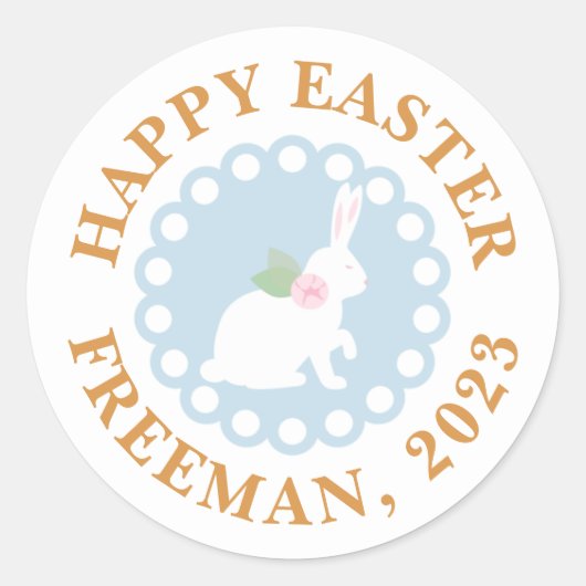 Happy Easter Bunny Sticker – aangepaste familienaa (Voorkant)