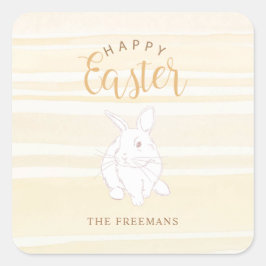 Happy Easter Bunny Sticker Zacht Geel Waterverf