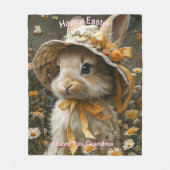 Happy Easter Bunny Straw Pet Sinaasappel Lint Fleece Deken (Voorkant)