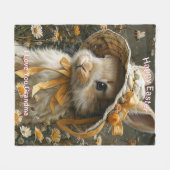 Happy Easter Bunny Straw Pet Sinaasappel Lint Fleece Deken (Voorkant (Horizontaal))
