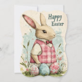 Happy Easter  Bunny Tekening Feestdagenkaart (Voorkant)