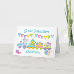 Happy Easter Bunny Train achterkleinzoon Kaart