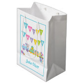 Happy Easter Bunny Train Blue Medium Cadeauzakje (Voorkant Gekanteld)