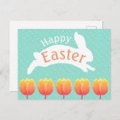 Happy Easter Bunny & Tulips Briefkaart (Voorkant / Achterkant)