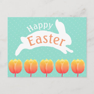 Happy Easter Bunny & Tulips Briefkaart