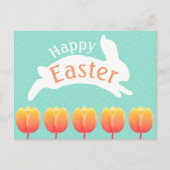 Happy Easter Bunny & Tulips Briefkaart (Voorkant)