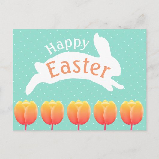 Happy Easter Bunny & Tulips Briefkaart (Voorkant)
