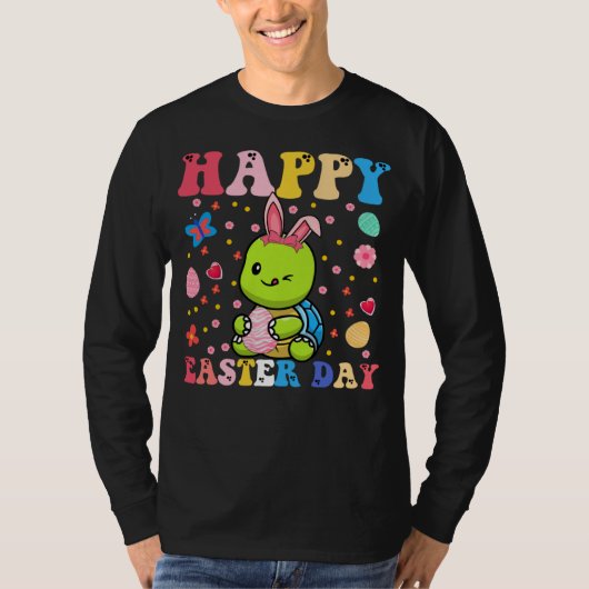 Happy Easter Bunny Turtle Easter Day Groovy T-shirt (Voorkant)