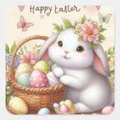 Happy Easter bunny Vierkante Sticker (Voorkant)