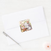 Happy Easter bunny Vierkante Sticker (Envelop)