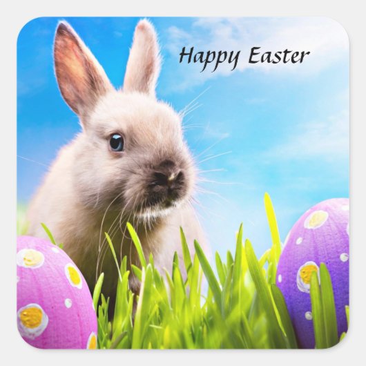 Happy Easter Bunny Vierkante Sticker (Voorkant)