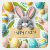 Happy Easter Bunny Vierkante Sticker (Voorkant)