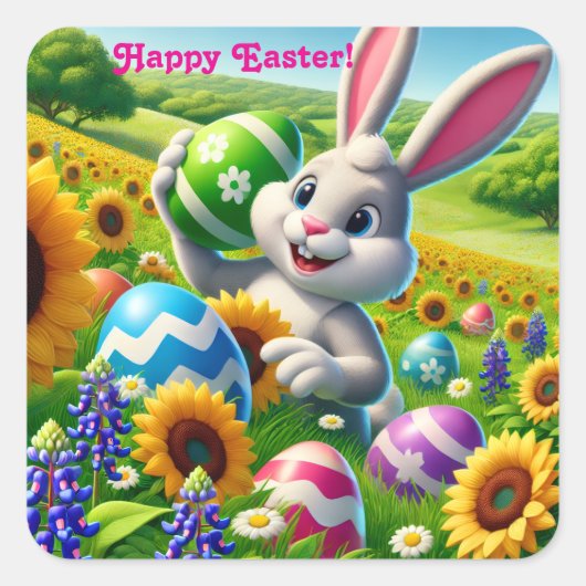 Happy “Easter Bunny”  Vierkante Sticker (Voorkant)