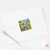 Happy “Easter Bunny”  Vierkante Sticker (Envelop)