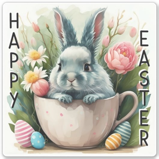 Happy Easter Bunny - Vinyl Sticker (Voorkant)