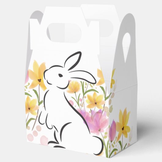 Happy Easter Bunny Waterverf Flowers Bedankdoosjes (Geopend)