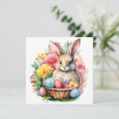 Happy Easter Bunny Waterverf schilderij Kaart (Staand voorkant)