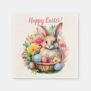 Happy Easter Bunny Waterverf schilderij Servet