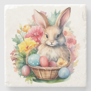 Happy Easter Bunny Waterverf schilderij Stenen Onderzetter