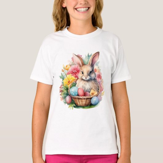 Happy Easter Bunny Waterverf schilderij T-shirt (Voorkant)