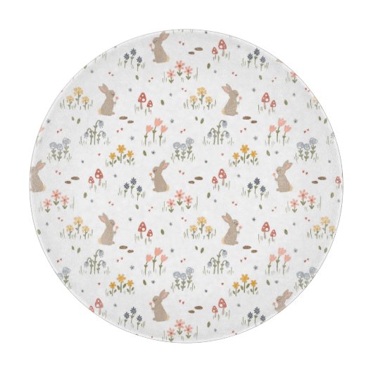 Happy Easter Bunny Wildflowers Schattige keukendec Snijplank (Voorkant)