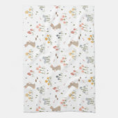 Happy Easter Bunny Wildflowers Schattigee Kinder b Theedoek (Verticaal)