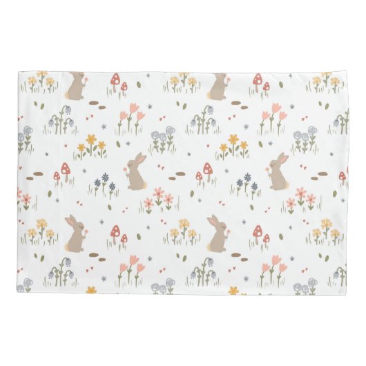 Happy Easter Bunny Wildflowers Schattigee Kinder S Kussensloop (Achterkant)