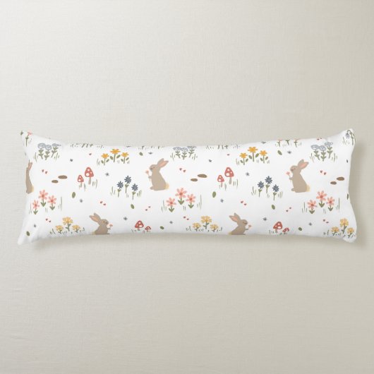 Happy Easter Bunny Wildflowers Schattigee Kinder S Lichaamskussen (Voorkant)