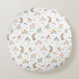 Happy Easter Bunny Wildflowers Schattigee Kinder S Rond Kussen