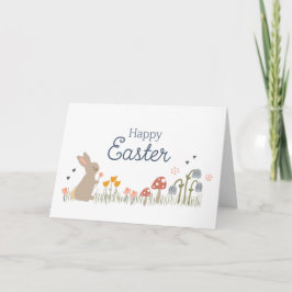 Happy Easter Bunny Wildflowers Schattigee Kinder v Kaart