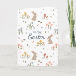 Happy Easter Bunny Wildflowers Schattigee Kinder v Kaart