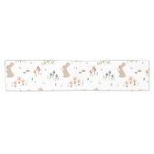 Happy Easter Bunny Wildflowers Schattigee konijnen Korte Tafelloper (Horizontaal)