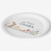 Happy Easter Bunny Wildflowers Schattigee vakantie Papieren Bordje (Gekanteld)