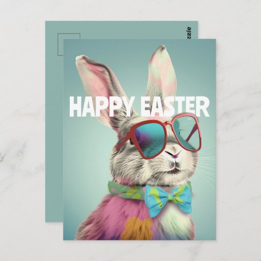 Happy Easter Bunny with Sunglasses Funny Briefkaart (Voorkant / Achterkant)