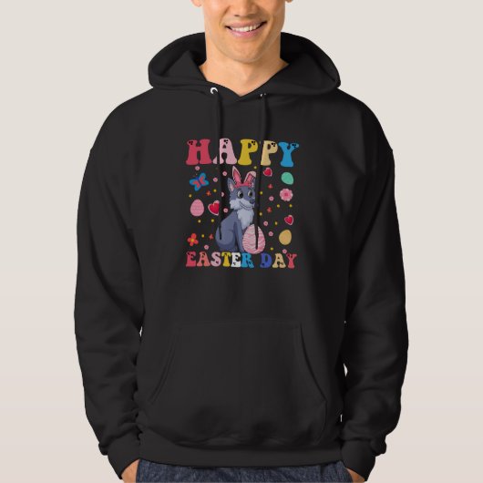 Happy Easter Bunny Wolf  Easter Day Groovy Hoodie (Voorkant)