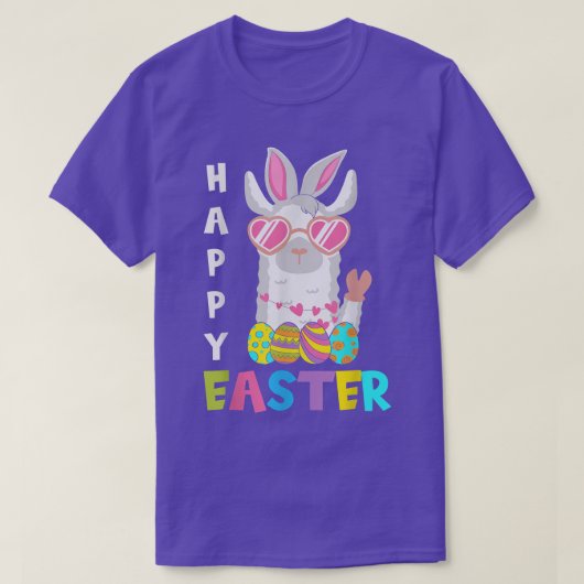 Happy Easter Bunny Women Llama Easter Day Eggs Hun T-shirt (Design voorkant)