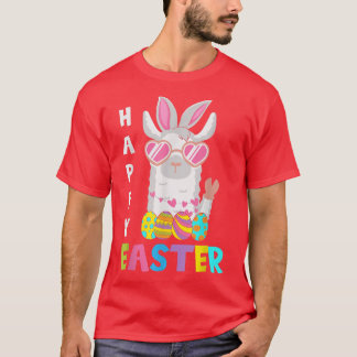 Happy Easter Bunny Women Llama Easter Day Eggs Hun T-shirt