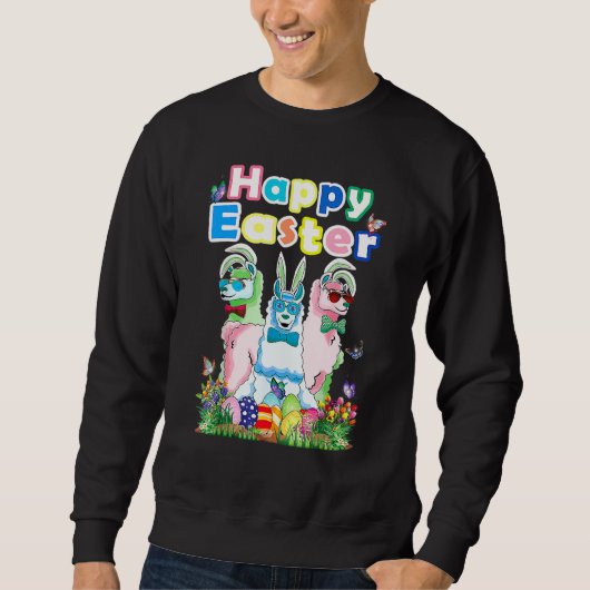 Happy Easter Bunny Womens Llama Easter Egg Outfit Trui (Voorkant)