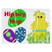 Happy Easter Bunny Yellow Green Blue Chick Eggs Groot Cadeauzakje (Achterkant)