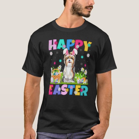 Happy Easter Bunny Yorkshire Terrier Dog Easter Su T-shirt (Voorkant)