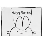 Happy Easter Bunny Zwart en Wit Groot Cadeauzakje (Achterkant)
