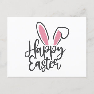 Happy Easter Calligraphy Bunny Ears Sunday Egg Briefkaart