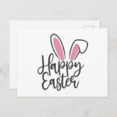 Happy Easter Calligraphy Bunny Ears Sunday Egg Briefkaart (Voorkant / Achterkant)