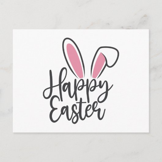Happy Easter Calligraphy Bunny Ears Sunday Egg Briefkaart (Voorkant)