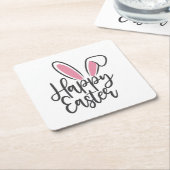 Happy Easter Calligraphy Bunny Ears Sunday Egg Kartonnen Onderzetters (Schuin)