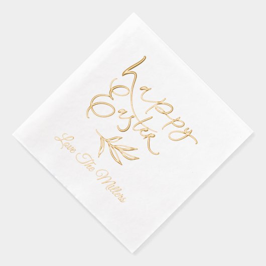 Happy Easter Calligraphy Script Persoonlijke naam Folie Servetten (Rechts)