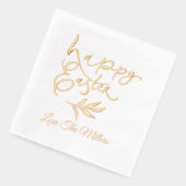 Happy Easter Calligraphy Script Persoonlijke naam Folie Servetten (Links)
