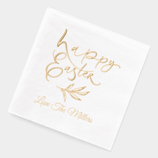 Happy Easter Calligraphy Script Persoonlijke naam Folie Servetten (Links)