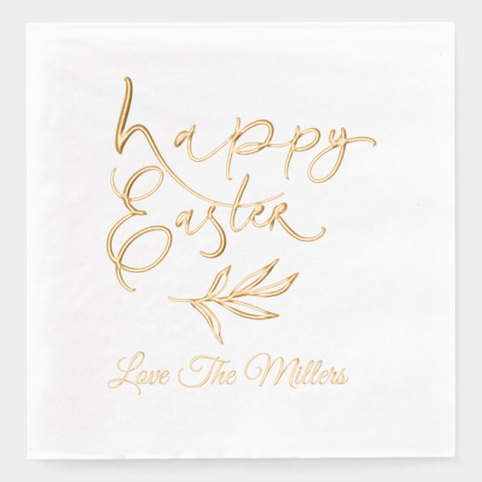 Happy Easter Calligraphy Script Persoonlijke naam Folie Servetten (Voorkant)